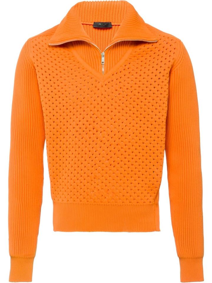 Prada Double Jacquard Jumper - Orange