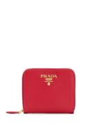 Prada Logo Plaque Zipped Wallet - Red