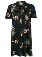 Red Valentino Pussy-bow Floral-print Dress - Black