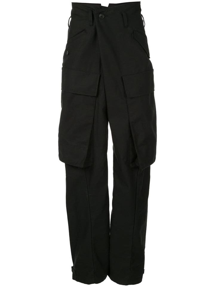 Julius High Waist Drop Crotch Cargo Pants - Black
