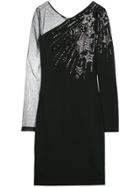 Just Cavalli Embellished Sheer Sleeve Dress - Black