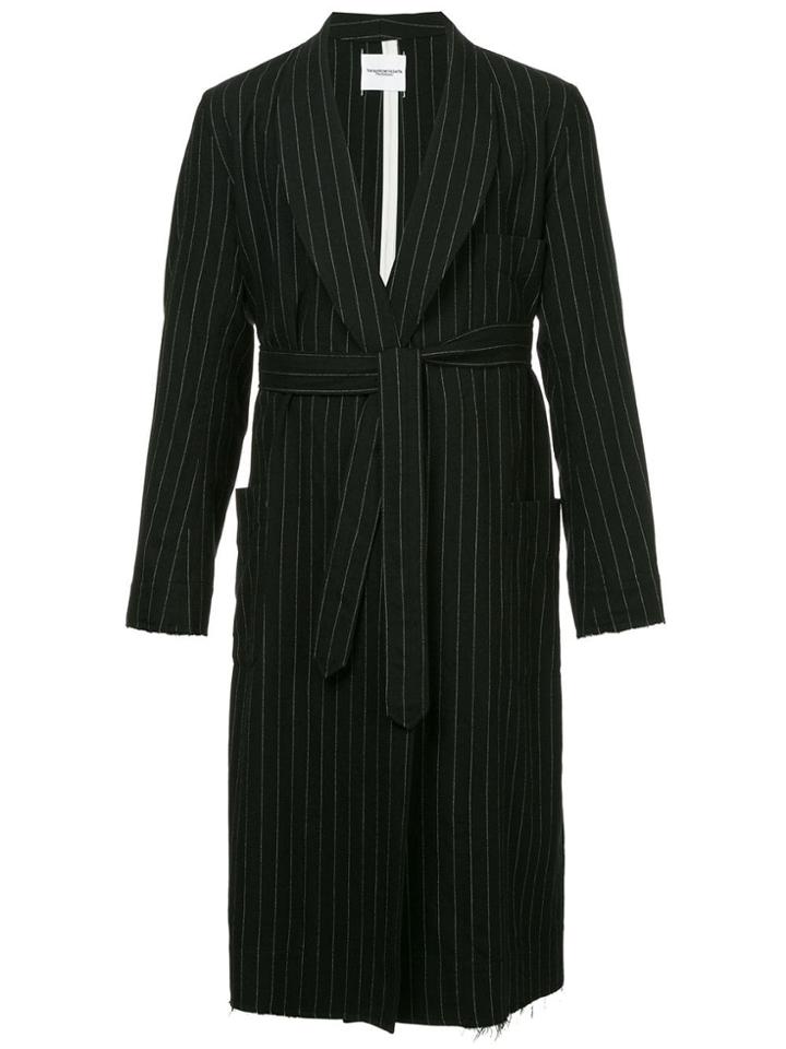 Takahiromiyashita The Soloist Stripe Print Belted Coat - Black