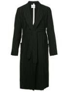 Takahiromiyashita The Soloist Stripe Print Belted Coat - Black