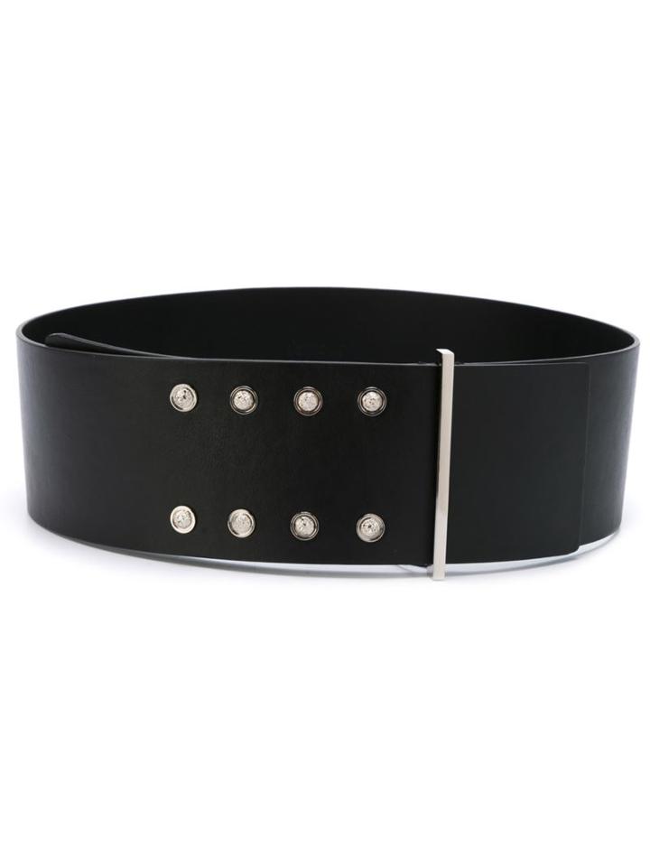 Versus Studded Wide Belt, Women's, Size: 85, Black, Calf Leather