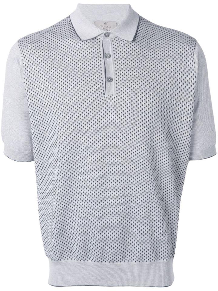 Canali Micro-print Polo - Grey
