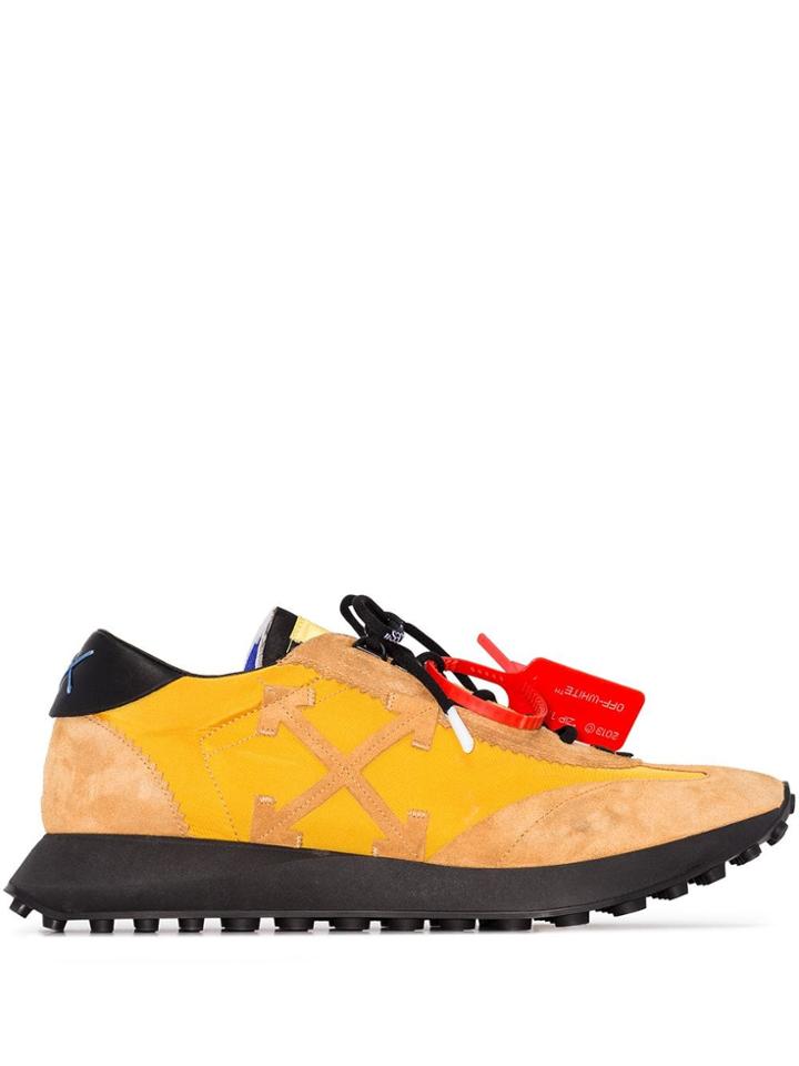 Off-white Yellow And Black Running Logo Sneakers