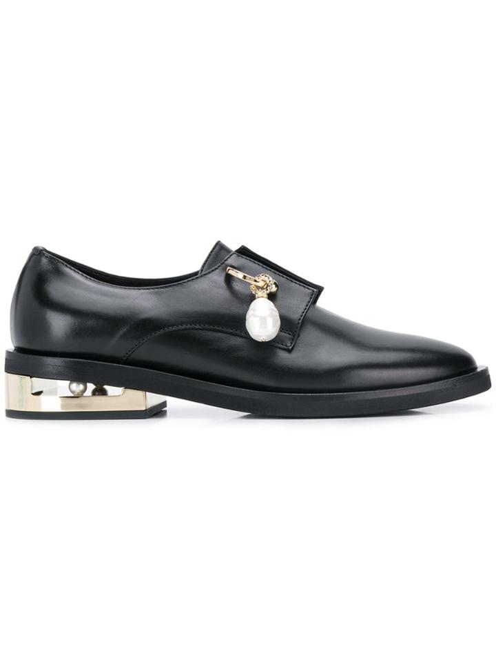 Coliac Pearl Pierced Loafers - Black