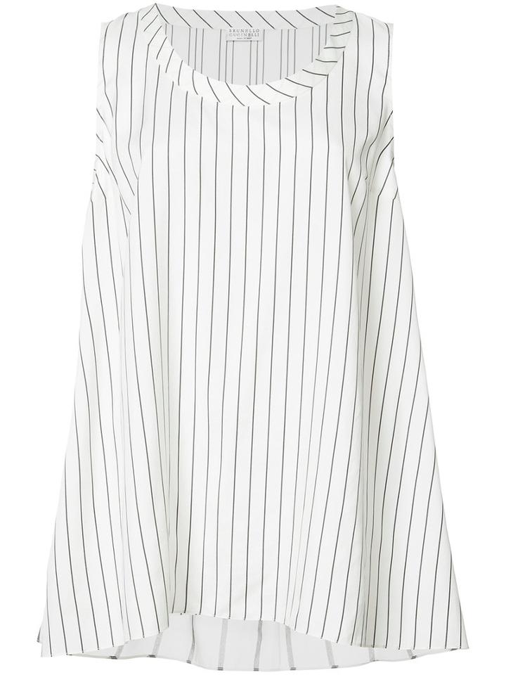 Brunello Cucinelli Striped Tank Top, Women's, Size: Xl, White, Silk