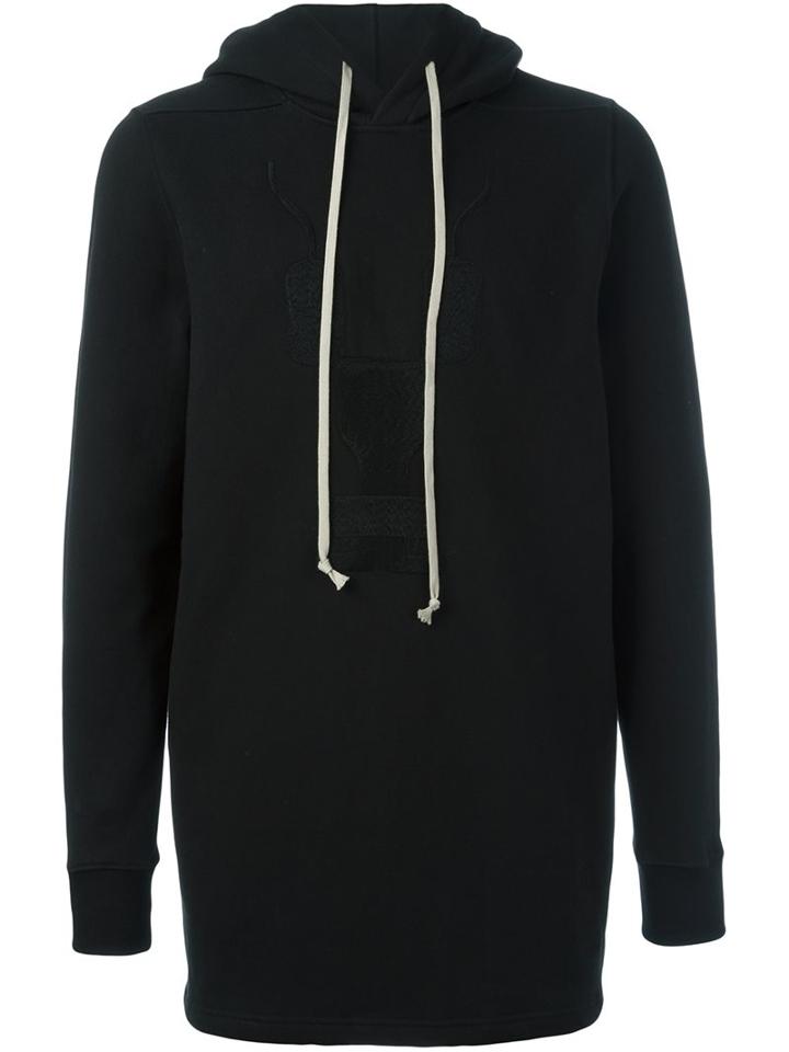 Rick Owens Drkshdw Long-length Hoodie, Men's, Size: Medium, Black, Cotton