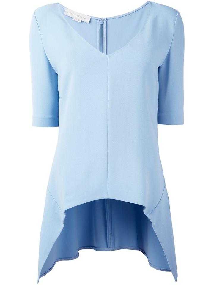 Stella Mccartney Frilled Hem V-neck Top, Women's, Size: 40, Blue, Spandex/elastane/acetate/viscose