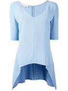 Stella Mccartney Frilled Hem V-neck Top, Women's, Size: 40, Blue, Spandex/elastane/acetate/viscose
