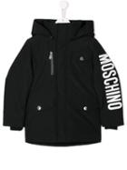 Moschino Kids Teen Padded Hooded Jacket - Black