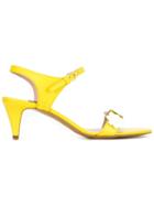 Boutique Moschino Flower Embellished Sandals, Women's, Size: 36, Yellow/orange, Calf Leather/leather