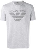 Armani Jeans Printed T-shirt, Men's, Size: Medium, Grey, Cotton/polyamide