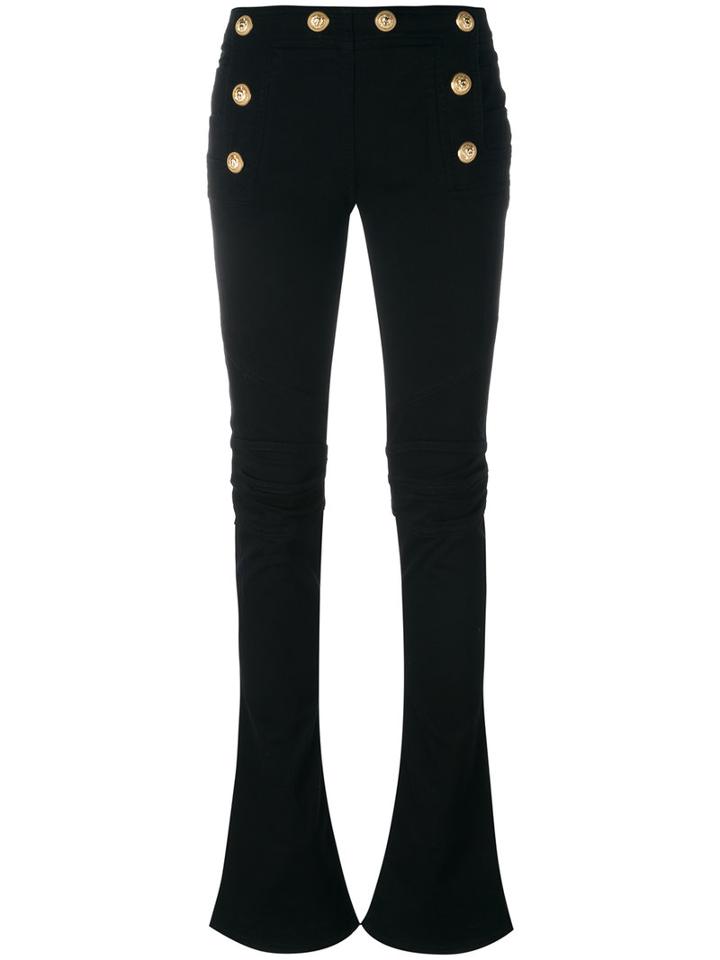 Balmain - Flared Sailor Jeans - Women - Cotton/spandex/elastane - 38, Black, Cotton/spandex/elastane