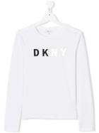 Dkny Kids Teen Logo Printed Top - White