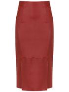 Tufi Duek Midi Leather Skirt - Red