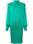 Moschino Vintage Ruched Hem Shirt Dress, Women's, Size: 42, Green