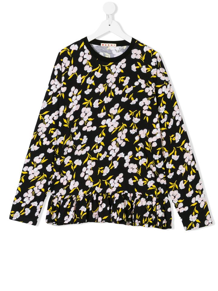 Marni Kids Floral Print Top - Black