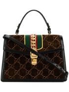 Gucci Sylvie Gg Velvet Tote Bag - Brown