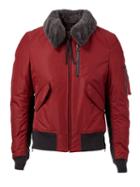 Lanvin Beaver Fur Collar Bomber Jacket, Men's, Size: 48, Red, Polyester/viscose/beaver Fur