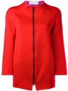Gianluca Capannolo - Zipped Jacket - Women - Nylon/polyester/acetate/viscose - 40, Red, Nylon/polyester/acetate/viscose