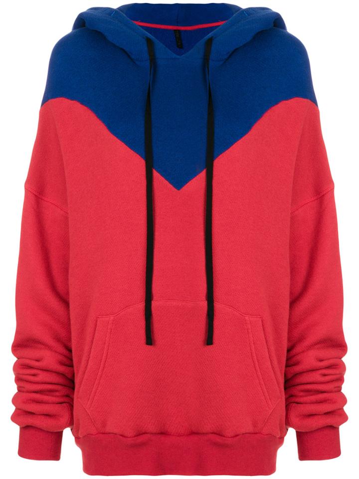 Unravel Project Colour Block Oversized Hoodie - Red