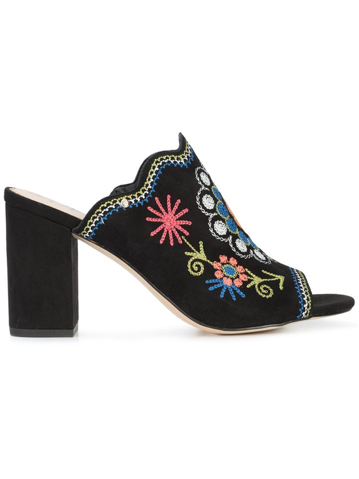 Sam Edelman Embroidered Mules - Black