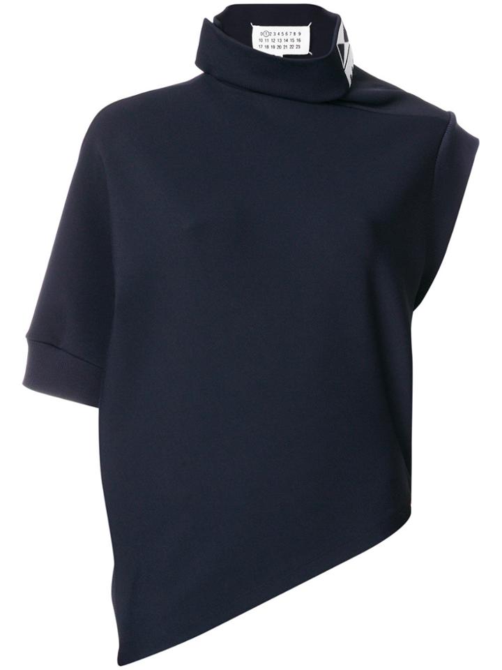 Maison Margiela Asymmetric Funnel-neck Top - Blue