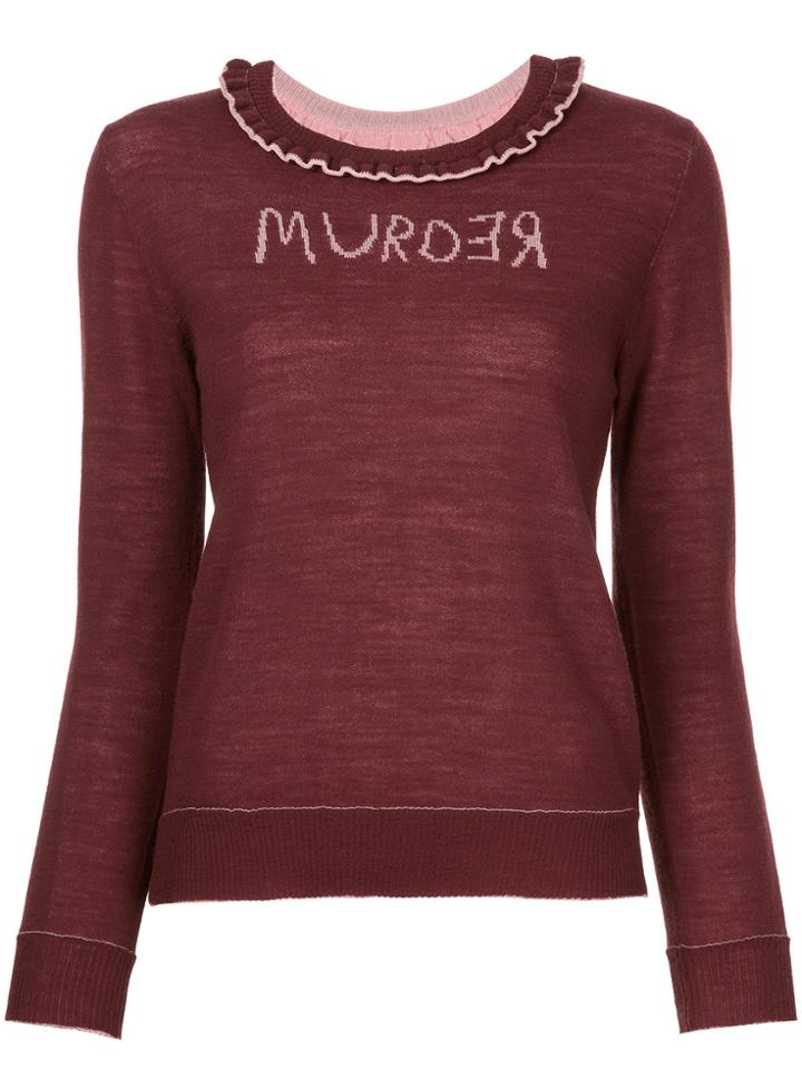 Undercover Murder Ruffle Neck Top - Red