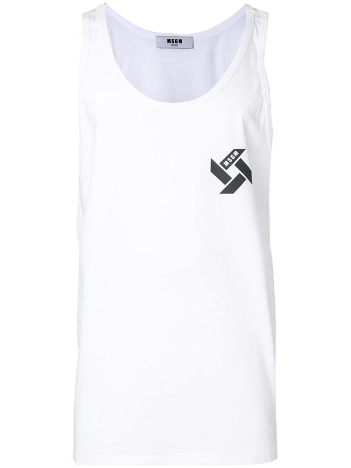 Msgm Logo Print Vest Top - White
