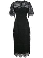 Carolina Herrera Crochet Midi Sheath Dress - Black