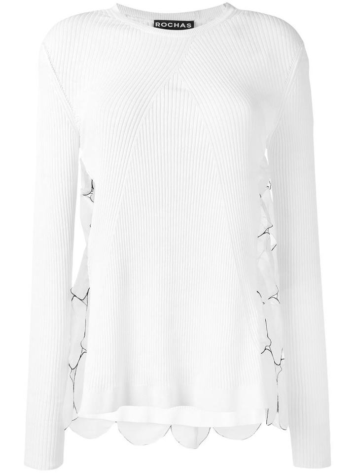 Rochas Ribbed Detail Jumper, Women's, Size: 42, White, Silk/cotton/polyamide