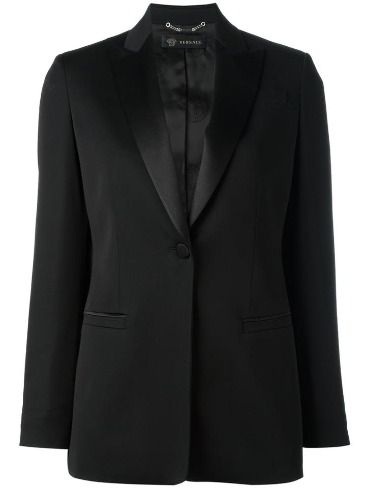Versace Tuxedo Blazer, Women's, Size: 44, Black, Spandex/elastane/viscose/wool/cupro
