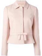 Red Valentino Bow Detail Cropped Jacket, Women's, Size: 42, Pink/purple, Cotton/viscose/acetate/polyester