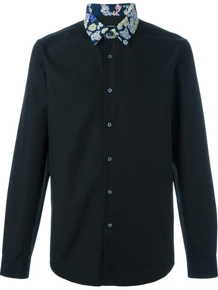 Jil Sander Contrast Printed Denim Collar Shirt