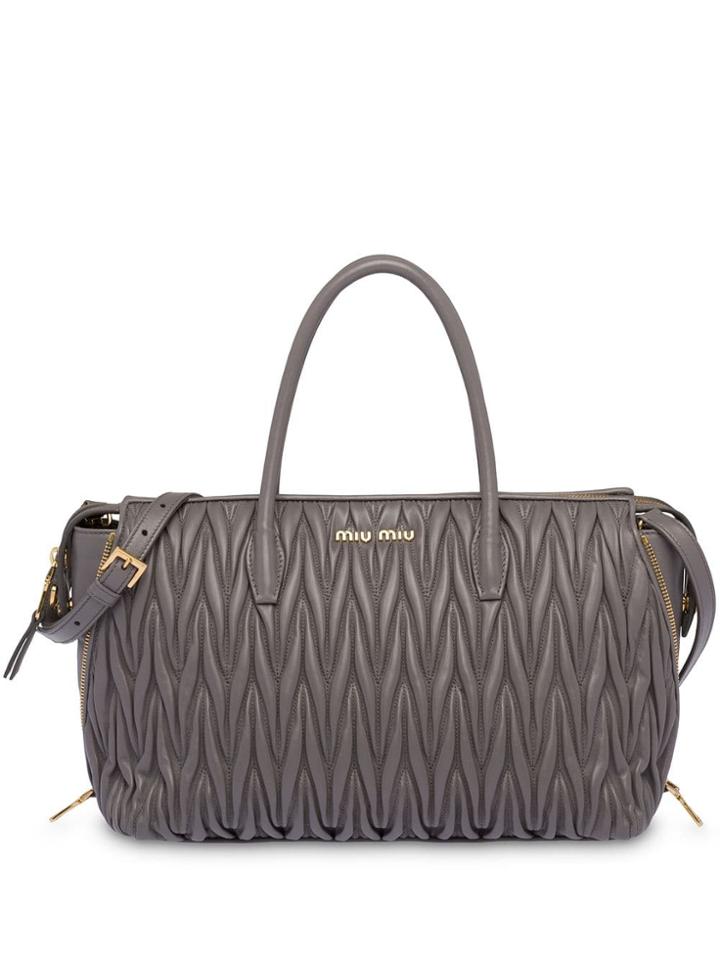 Miu Miu Avenue Travel Tote Bag - Grey