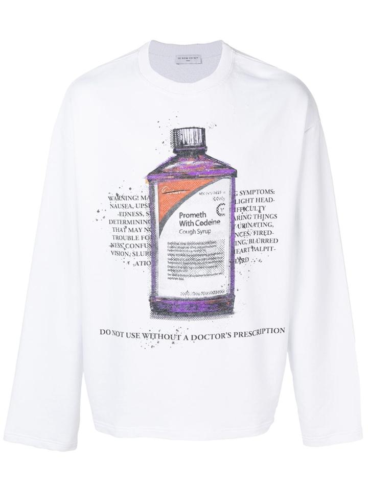 Ih Nom Uh Nit Cough Syrup Bottle Print Sweatshirt - White