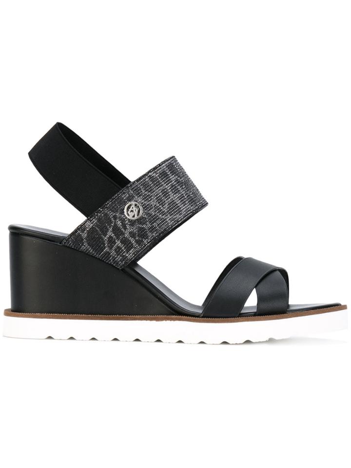 Armani Jeans Wedge Sandals - Black