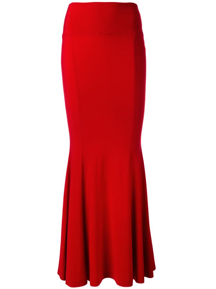 Norma Kamali Fishtail Skirt, Women's, Size: Medium, Red, Polyester/spandex/elastane