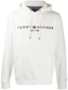 Tommy Hilfiger Embroidered Logo Hoodie - White