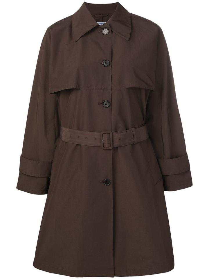 Prada Single-breasted Trench Coat - Brown