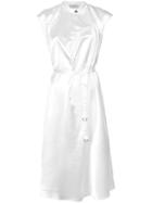 Lemaire Tie Waist Sleeveless Shirt Dress - White