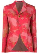 Yohji Yamamoto Vintage Abstract Print Fitted Blazer - Red