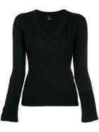 Pinko V-neck Ribbed Sweater - Black