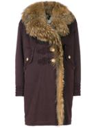 Bazar Deluxe Fur Trim Oversized Coat - Pink & Purple