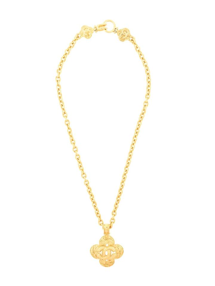 Chanel Pre-owned Filigree Logo Pendant Necklace - Gold
