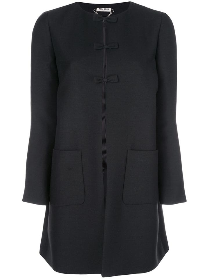Miu Miu Oversized Bow Detail Coat - Black