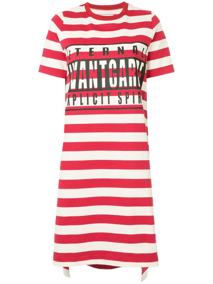 Maison Mihara Yasuhiro Striped Slogan T-shirt Dress - Red