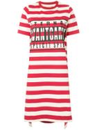 Maison Mihara Yasuhiro Striped Slogan T-shirt Dress - Red